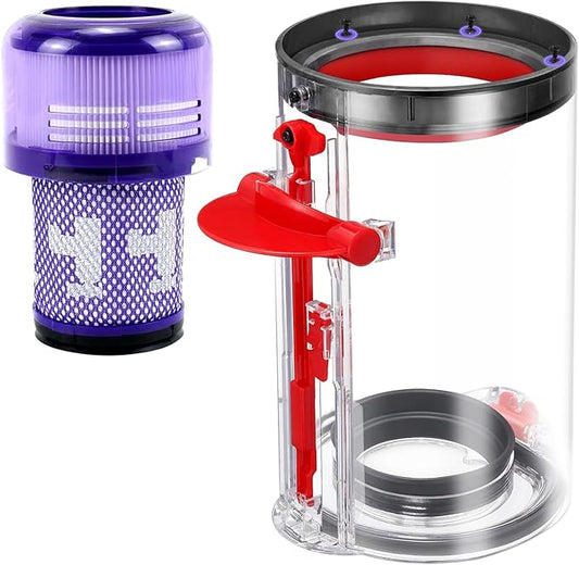 Upgraded Dust Bin Replacement Compatible With Dyson V11 V15 ONLY Fit SV14 SV15 SV22,1 Canister Bin for Part no.970050-01 and Part no.965443-01 with 1 HEPA Filter NOT for V10 V8 V7