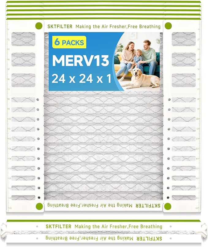 24x24x1 Air Filter AC Furnace MERV 13 Comparable with MPR 1900 FPR 10 HVAC Air Condition cabin Vent Fan Electrostatic Pleated Actual Size 23.43 x 23.43 x 0.75 6 Packs