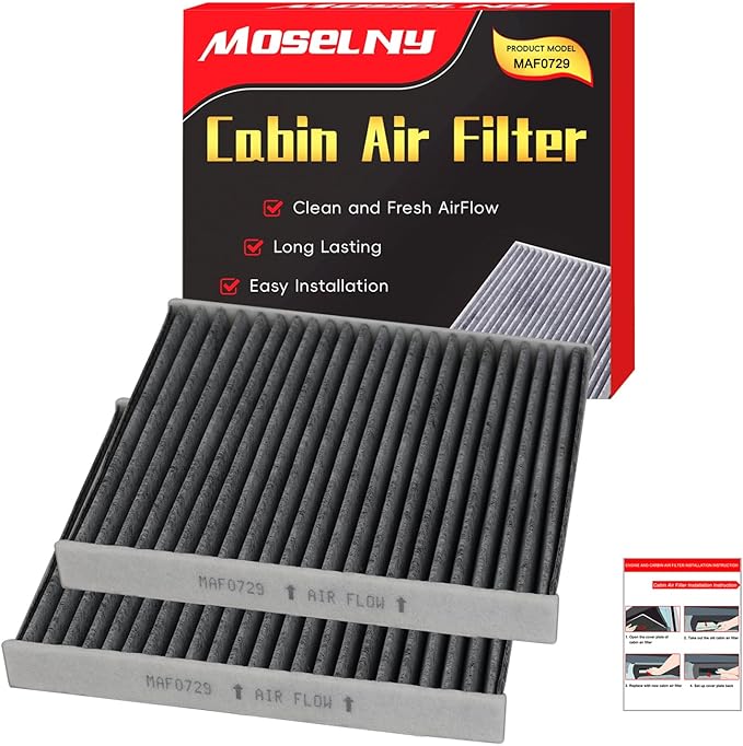 Cabin Air Filter for Dodge Journey (2009-2020), Jeep Patriot (2007-2017),Ram 1500/2500/3500 (2011-2015), Jeep Compass (2007-2017), Chrysler 200, w/Activate Carbon -2 Pcs, Replace # 5058693AA, CF10729