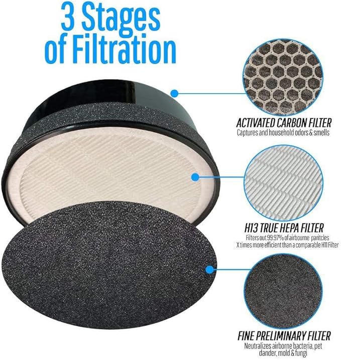 LV-H132 Replacement Filter, Compatible with Levoit LV-H132 Air Purifier, H13 Grade Filtration and Activated Carbon Filter for odor removal, Part # LV-H132-RF, 2-Pack