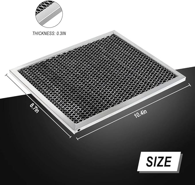 97007696 Range Hood Filter Charcoal Odour Filter for Range vent hood (8 3/4" X 10 1/2" X 3/8")-2 Pack by Cenipar