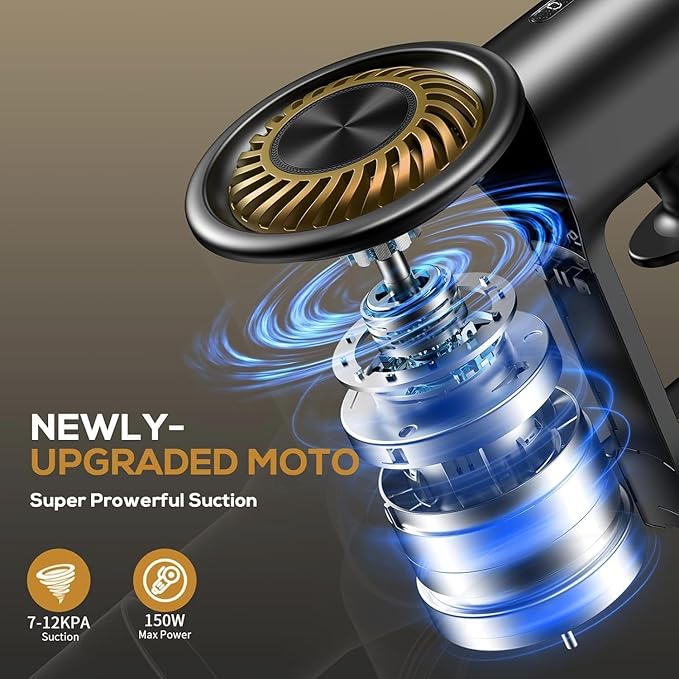 MBTTODF Cordless Vacuum Cleaner for Home & Pet Hair – Lightweight Stick Vacuum with 40-Min Runtime, Anti-Tangle Brush & LED Headlight, for Hardwood, Carpet & Tile(Yellow)