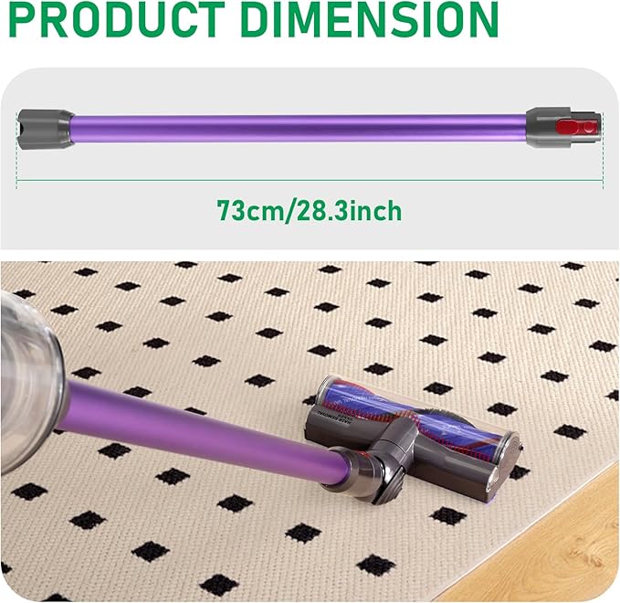 Replacement Extension Wand Tube Quick Release Compatible with Dyson V15 V11 V10 V8 V7 Vacuum Accessories Parts, 28.7in Extension Cleaner Attachment for Home Office Purple