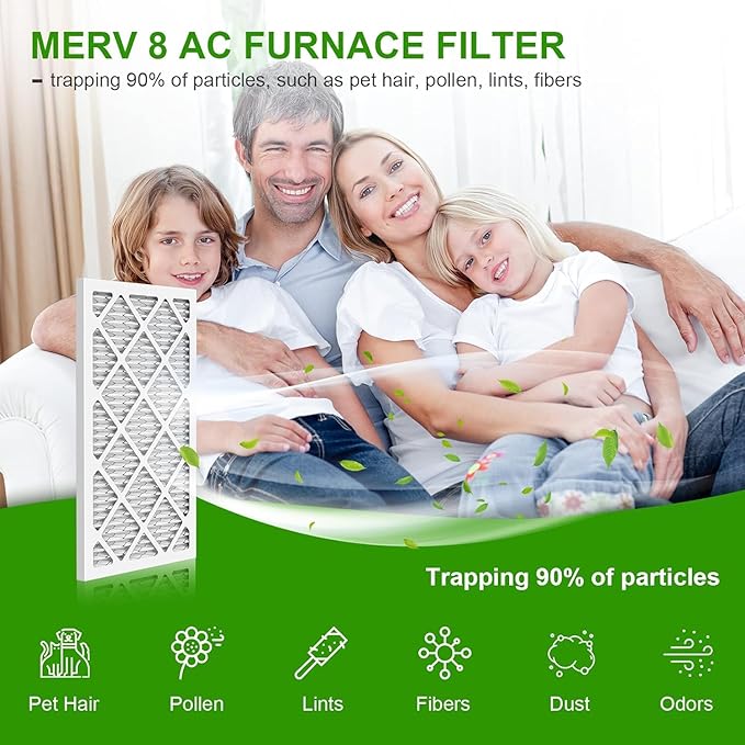 16x25x1 Furnace Air Filter 4-Pack MERV 8 MPR 600 FPR 5 HVAC AC Pleated Filters for Home (Actual Size:15.69x24.69x0.81 inches)