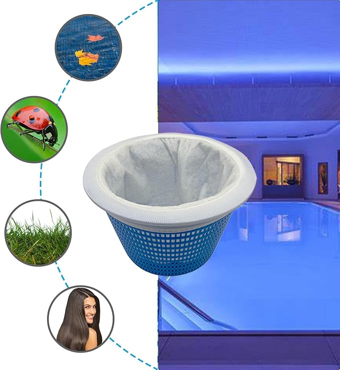 Reusable pool skimmer precision filter socks - For use in filter baskets, skimmers, and to clean in-ground and above-ground swimming pools of debris and leaves, algae, pollen, grease, etc (3 pack)