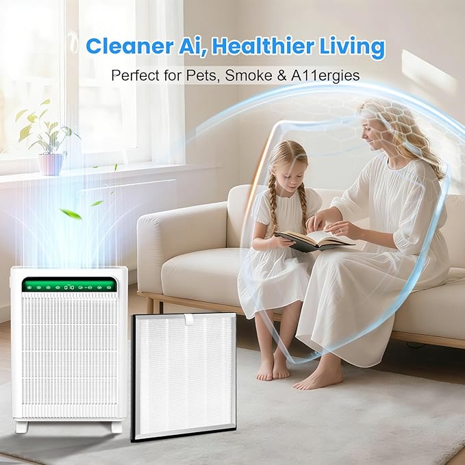 4 Pack APH4000 Replacement Filter Compatible with KNKA APH4000 Air Purifier,3-in-1 HEPA and Activated Carbon Filter