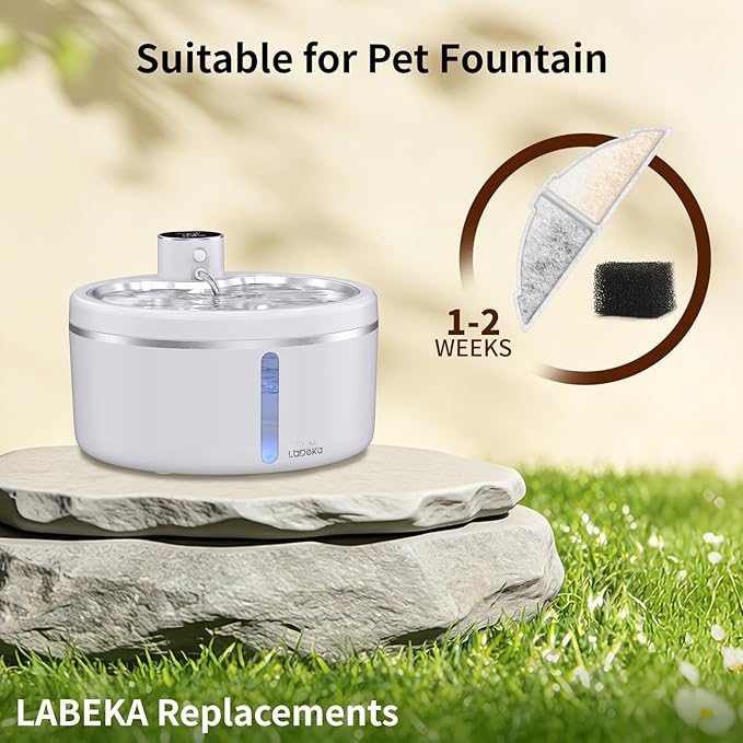 8 Pack Cat Water Fountain Filters, Cat Fountain Replacement Filters for 3L/102oz or 2.5L/84oz Cat Water Fountain, for W03B Pet Fountain