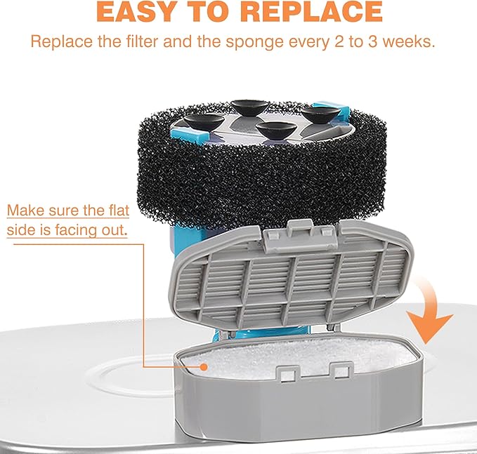 Rellaty Official Cat Water Fountain Filters Replacement & Pre-Filter Sponges for 3.2L/108oz Automatic Pet Fountain Dog Water Fountain (12 Carbon Filter and 12 sponges)