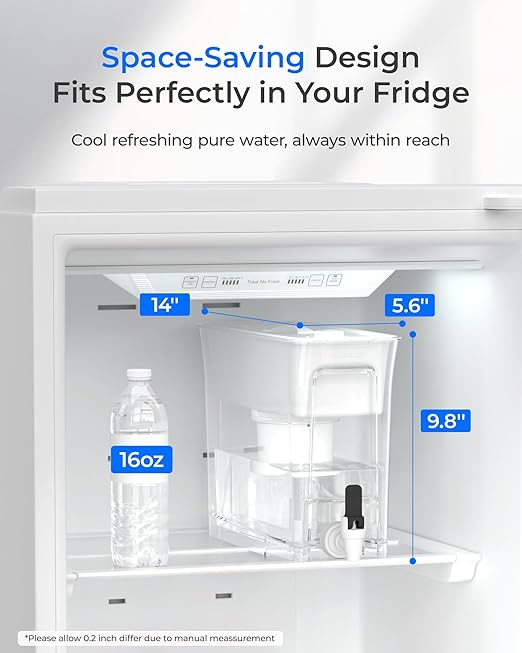 Waterdrop WFD-02W Water Filter Dispenser, Fluoride Reduction, 35-Cup with 1 Filter, 150-Gallon Long-Life, Large Capacity, Reduces Chlorine, PFOA/PFOS and More, BPA Free, White