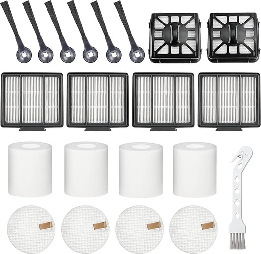 Accessories for Shark IQ Vacuum Replacement for Shark Robot R101AE (RV1001AE), R101 (RV1001) by Techecook - 4 Filters, 6 Side Brushes, 2 Filter, 4 Base Pre-Motor Foam & Felt Filters Kit, 1 Brush