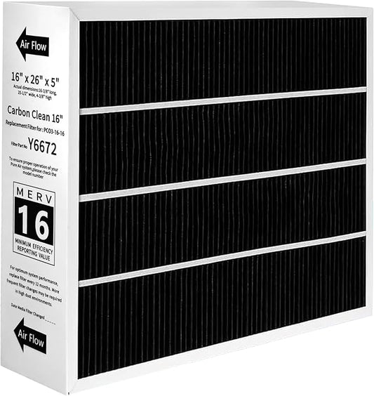 1 Pack X6672 16X25X5 Furnace Filter Compatible with Lennox X6672 and Lennox HCC16-28 Healthy Climate Carbon Clean Home Furnace Filter for HVAC System, Part # HCF16-16, HCF16-10