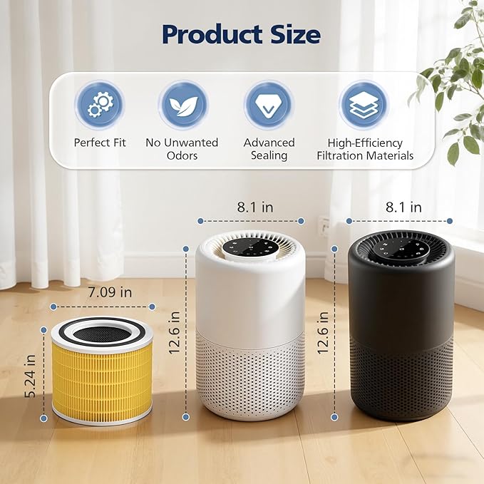 2 Pack Core 200S Replacement Filter, Compatible with LEVOIT Core 200S Core 200S-P Smart WiFi Air Purifier, Compare Part# Core 200S-RF, Core 200S-P, Yellow