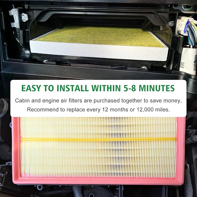 Capume 2PCS Cabin Engine Air Filter Kit JM5Q0 JM9620 Fits for 2018-2025 Atlas, 2020-2025 Atlas Cross Sport, Replacement for 5Q0-819-653, CF11643, 3QF129620
