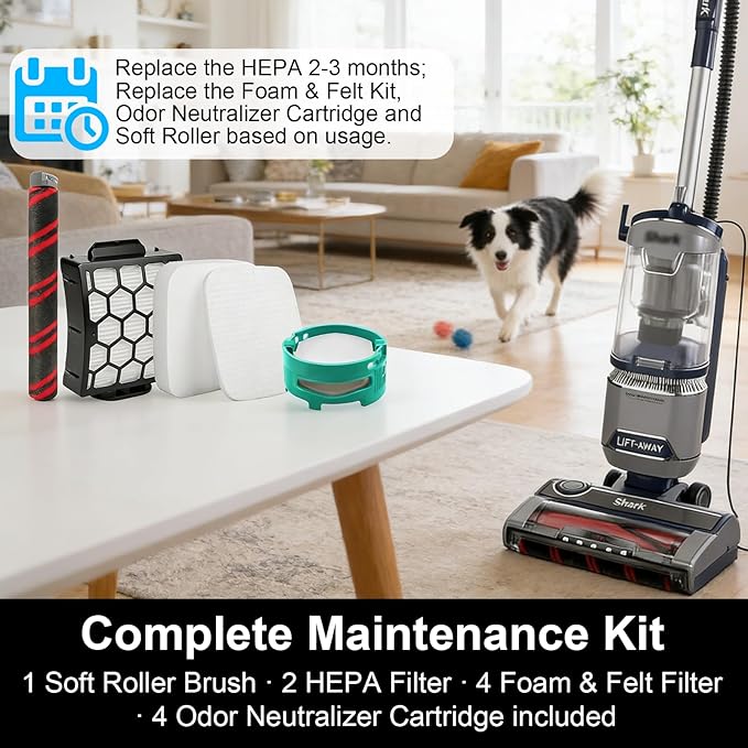 UV900 Vacuum Filter Replacement for Shark UV900 Pet Performance Plus Lift-Away Upright Vacuum, Include 1 Soft Roller Brush, 2 HEPA Filters, 4 Foam & Felt Kit, 4 Odor Neutralizer Cartridge