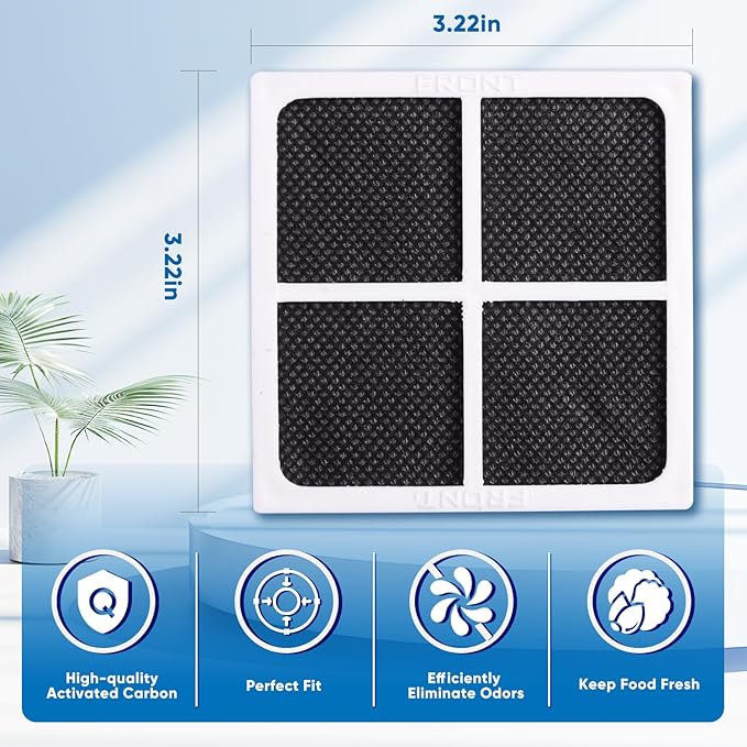 PUREPLUS LT120F Refrigerator Air Filter Replacement for LG LT120F, Kenmore Elite 469918, 9918, ADQ73214402, ADQ73214403, ADQ73214404, ADQ73334008, 3PACK, Dimensions 3.23" X 3.23"