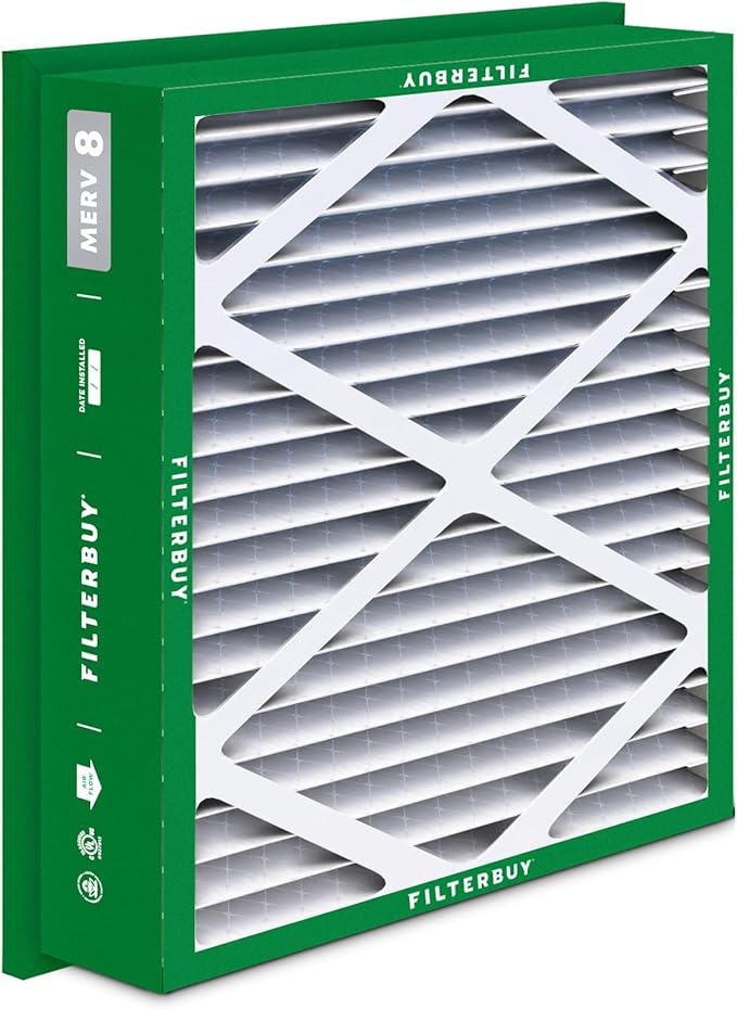 Filterbuy 24x24x5 Air Filter MERV 8 Essential Dust & Allergy Defense (4-Pack), Electrostatic Pleated HVAC AC Furnace Filters Replacement for Honeywell Return Grille (Actual Size: 22.38 x 22.38 x 4.38)