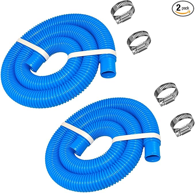1.5" x 59" Pool Hoses for Above Ground Pools, Replacement Hose with Stainless Steel Clamps and Pipe Holders, Compatible with Intex, Coleman and Bestway Pool Pumps & Filters (2 pack Blue)