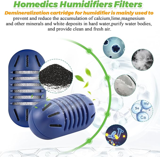 20Pack Demineralization Cartridge Filter UHE-HDC4 for HoMedics Ultrasonic Humidifiers by Techecook, Uhe-hdc4 Demineralization Cartridge for Humidifiers Purifies Water| Filter Mineral Deposits