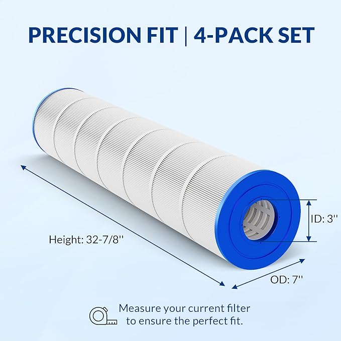 Pool Filter Cartridge for Jandy Systems, Essential Series, CL580 CV580, Replacement for R0357900 PJAN145, Cylindrical Fabric, 580 Sq. Ft., 4-Pack