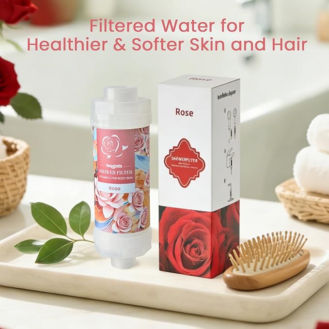 Vitamin-C Handheld Showerhead Filter For Hard Water, Luxurious Scent Skin Care & Hair Enhancement Softener Purifier, Aromatherapy Water Purify, Rose Odor