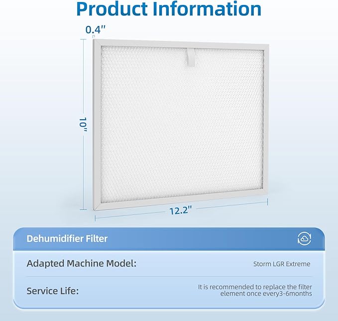 Storm LGR Extreme Filters MERV-8 Compatible with Alorair Commercial Dehumidifiers 12.2×9.9×0.4,Whole Home Basement,4 Pack