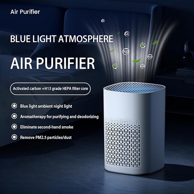 Quiet Compact Air Purifier for Desktop Use – Effective Odor Remover for Bedroom, Kitchen, and Office – HEPA Filter Traps Pet Hair, Smoke, and Airborne Irritants, Keeps Small Spaces Fresh