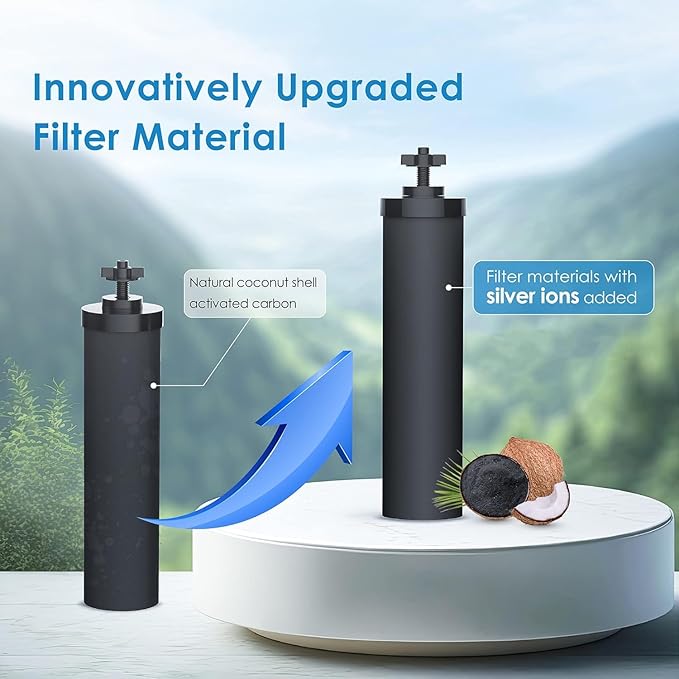 Waterdrop W90B Black Water Filter, Silver Ions Added, Replacement for Berkey® Purewell®, ProOne®, BB9-2®, Waterdrop Gravity Water Filter System, NSF/ANSI 372 Certified, 2 Pack