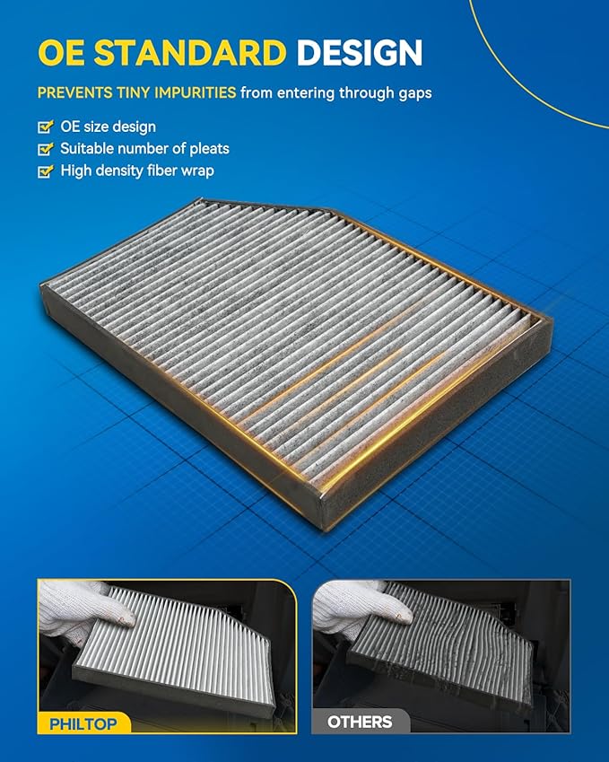 PHILTOP HEPA Cabin Air Filter w/Activated Carbon, Compatible with CF10383 Subaru Outback 2000-2004, Legacy 2000-2004, Baja 2003-2006, Filter Up Dust Pollen Odor, 1 Set