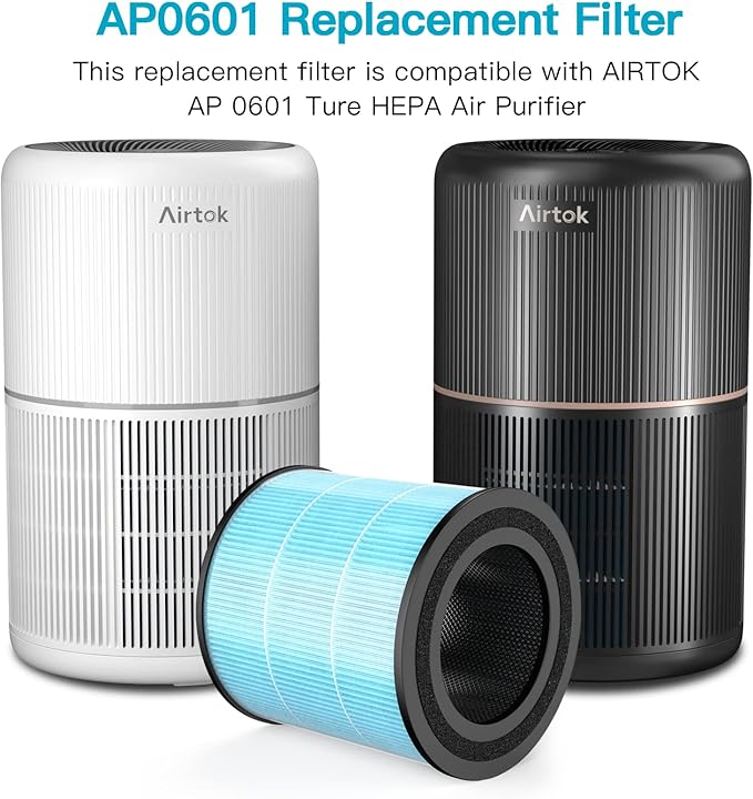 AIRTOK Air Purifier AP0601 Replacement Filters, 4-IN-1 High-efficiency HEPA Filter. (2 Pack）