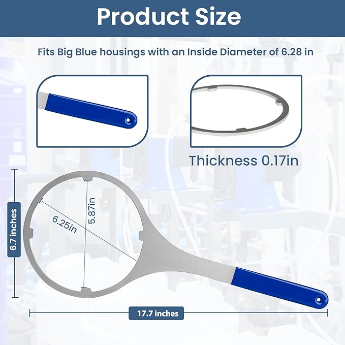 SPBW-2 Heavy Duty Metal Water Filter Wrench - 6.25 Inch Whole House Water Filter Housing Wrench, Compatible with 3M-Cuno-Aqua Pure,FH5000, FH10000 Series and Big Blue Water Housing