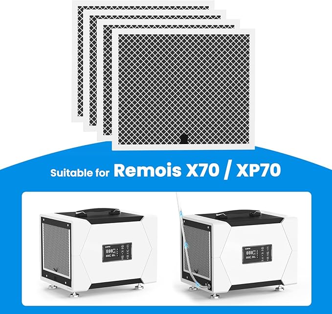 CADPXS MERV-1 Filter Replacement Set for Crawlspace Dehumidifiers Remois X70/XP70, Washable, 4 Pack