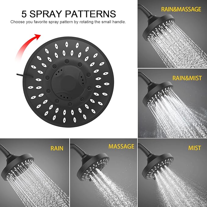 FEELSO Shower Head and 15 Stage Shower Filter Combo, High Pressure 5 Spray Settings Filtered Showerhead with Water Softener Filter Cartridge for Hard Water Remove Chlorine and Harmful Substances