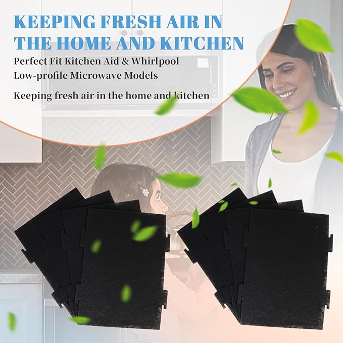 8PCS Replacement Microwave Charcoal Filters - Compatible with Whirlpool Over The Range Microwave Hood Models YKMLS311, YWML55011, WML75011, WML55011HS