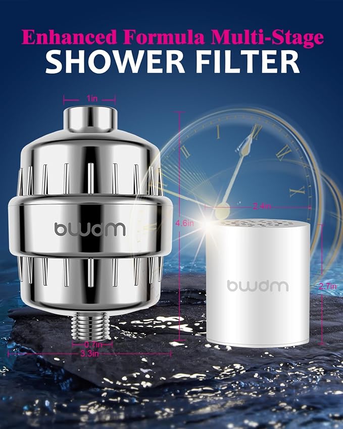 Enhanced Formula Multi-Stage Shower Filter - Shower Head Filter - Hard Water Filter, Remove Chlorine Heavy Metals and Other Sediments, Reduces Dry Itchy Skin, Dandruff (Upgrade Formula)