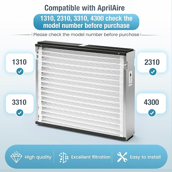 2 Pack 313 Replacement Air Filter, 20 x20 x4 Inches, MERV 13 Furnace, Compatible with AprilAire 1310, 2310, 3310, 4300 Whole House Air Purifier