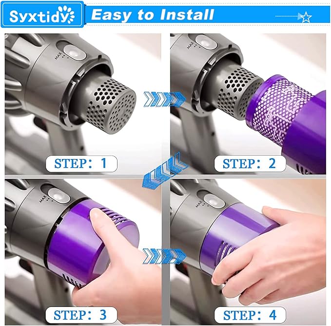 V10 Filter Replacement for Dyson V10 Cyclone series, V10 Absolute, V10 Animal, V10 Total Clean, Part No.969082-01, Purple,2 Pack Filters and 1 Clean Brush