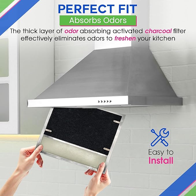 Range Hood Charcoal Filter 7.75” x 10.5” - Fits Broan and Nutone BP58 For 43000 Series Range Hoods - Broan Range Hood Filter Replacement - Carbon Stove Vent Fan Filters Removes Kitchen Odors (1-Pack)