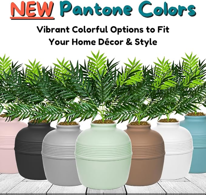 Good Pet Stuff Hidden Litter Box Planter, Decorative Cat Litter Enclosure with Carbon Filter & Faux Plant, Made in USA, Odor Control, Improved Design, NEW Round Style, Base Kit, Sage Green