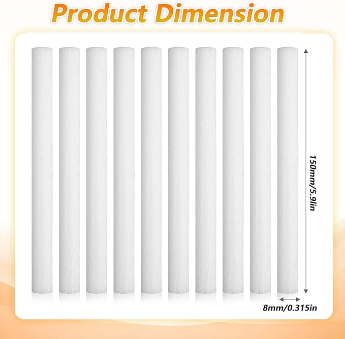 10 pcs Mini Humidifier Filter Stick, 5.9 Inch Cotton Filter Refill Sticks Mini USB Car Filters Replacement Parts for Small Portable Humidifier