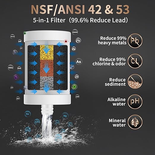WINGSOL Replacement Filter Cartridge for Faucet Filter Compatibel with: WS-FM001-PAC/5in1/PC/CRM/(LED), WS-FM002-PAC/(LED), 5in1