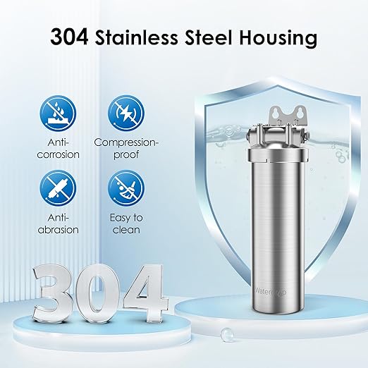 Waterdrop AS08 Stainless Steel Under Sink Water Filter System, 1 Years Lifetime Under Sink Water Filter, 5X Service Life, Reduces Chlorine, Lead, Heavy Metals, Bad Taste (1 Filter Included)