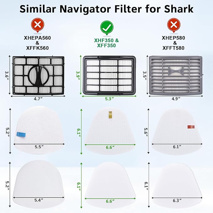 Anewise Vacuum Replacement Filter for Shark Navigator Lift-Away ZU503AMZ, NV350, NV351, NV352, NV355, NV356, NV357,NV358,NV360, UV540, UV440, 2 Pre-Felt + 1 Hepa Filter Replace Part #XFF350 & XHF350