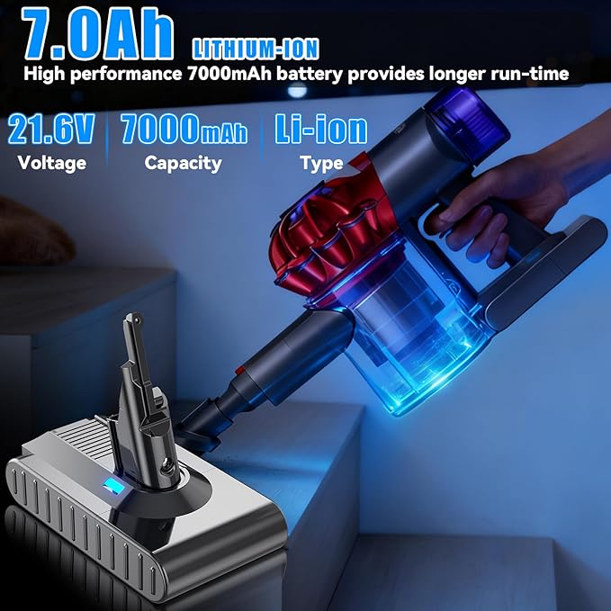 Bonacell 【Upgraded 7000mAh】 21.6V 7.0Ah Replacement for Dyson V8 Battery Li-ion Compatible with V8 215681 967834-05 SV10 Absolute/Animal/Fluffy/Cord-Free Handheld Vacuum