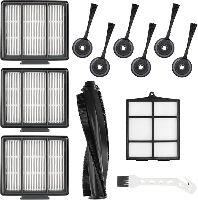 Replacement Parts for Shark ION Robot AV751 AV752 AV753 RV700_N RV720_N RV850 RV851WV Vacuum Cleaner Accessories by Techecook - 6 Side Brushes,3 Filter,1Main Brush,1 Filter Guard,1 Cleaning Brush