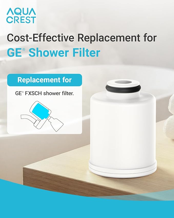 AQUA CREST FXSCH Shower Filter Replacement for GE®, Every 6 Months, White