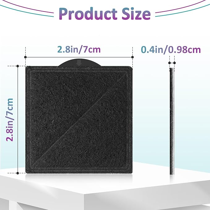 24 Pcs Cat Water Fountain Replacement Filter Compatible with Petsafe Premier, Outlast Pumpless, Ion-X & Viva Pet Water Fountain, Double Filtration, Square (Black)