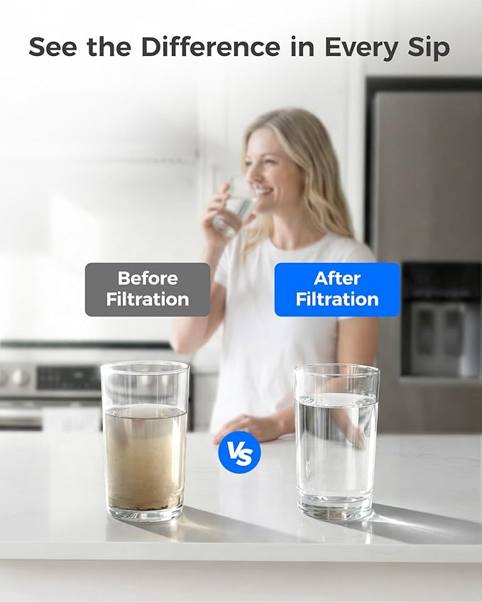Waterdrop WD-F19C Replacement for GE® RPWFE®, RPWF (Built-in CHIP) Refrigerator Water Filter, Compatible with GFE28GYNFS, GFE28GELDS, PFE28KELDS, PFE28KYNFS, GFD28GELDS, PWE23KELDS, 3 Filters