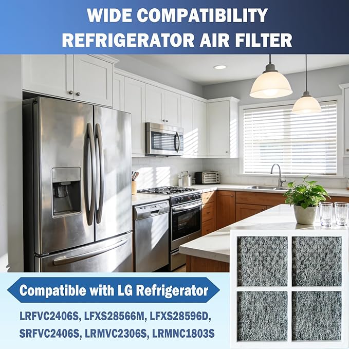 3 Pcs Refrigerator Air Filter Fit for LG LRFVC2406S, LRMVC2306S, LFXS28596D, SRFVC2406S, LFXS28566M, LRMNC1803S Refrigerator Replacement Part