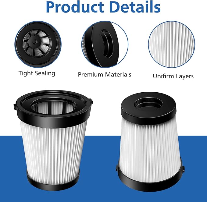 6 Pack FSV001 Filter Compatible with Fabuletta FSV101, FSV001, Girnoor G160&G165, Afoddon A300, Lubluelu 202, Oraimo OSV-102/225A, Besswin W26 Cordless Stick Vacuum Cleaners, Nequare Vacuum S181