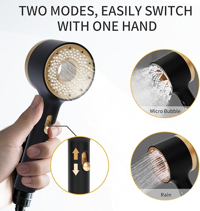 Multi-function filter handheld showerhead with built-in Vitamin C fragrance ring, featuring an NSF-certified filtration system, ideal for hard water environments.